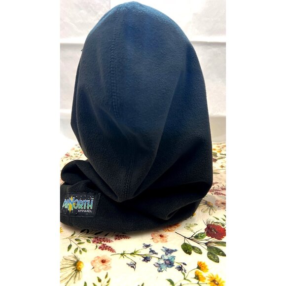 New Due North Black Fleece Hood With Adjustable Drawstring Winter 20” Length - Picture 3 of 6